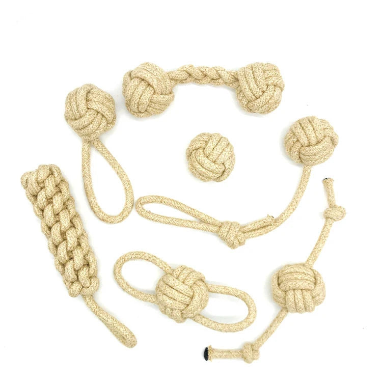 Hot Selling Fun Playing 7-pieces Set Hemp Rope Interactive Dog Bite Toy