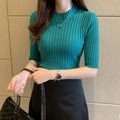 One Size Spring New Korean Version Slim Mid-sleeve Knitted Sweater Women's Pullover Sweater Bottoming Shirt Top