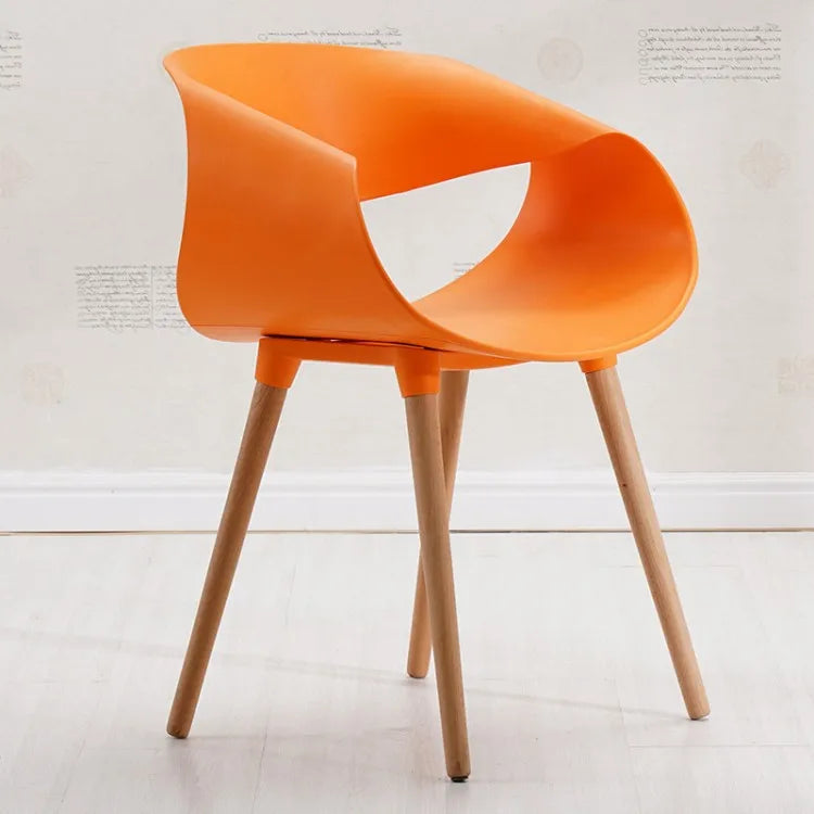 Minimalist Design Restaurant Desk Chair Modern Plastic Dining Chair Solid Bench Wood Legs Room Desk Chair