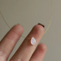 Trendy Teardrop Gentle Moonstone Pendant Necklace for Women Girls Stainless Steel Chain Extremely Fine Geometric Style