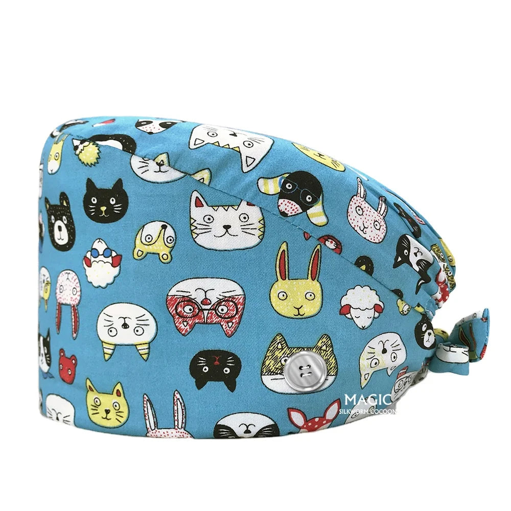 Surgical Cap With Buttons Both Side Scrub Cap Doctor Nurse Use Operating Room Medical Cap