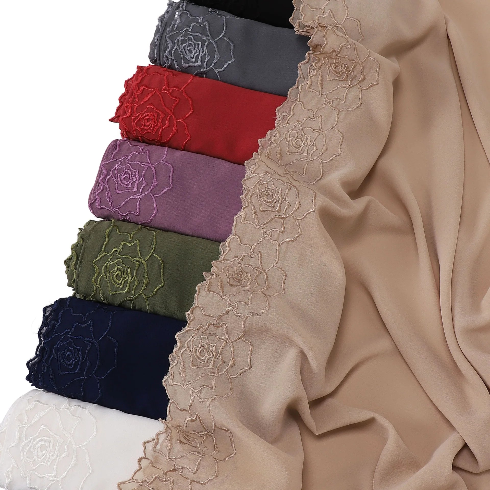 CCY 2026 New Arrival Malaysia Long Muslim Arab Chiffon Embroidered Hijab Dubai Women Islamic Head Chiffon Scarf Shawl