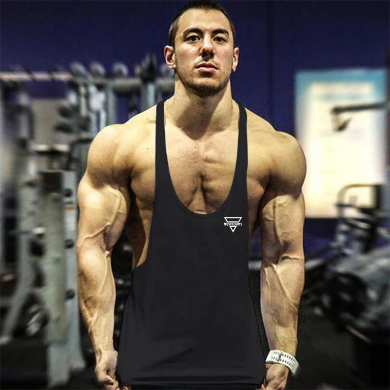 gym hombre New Fashion Men Gym Tank Top Fitness Y Back Clothing Summer Men's Cotton Sleeveless Vest Outdoor Sports Fitness Top
