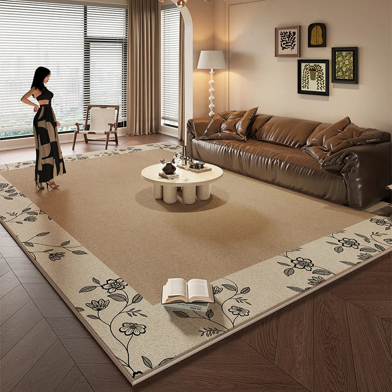 Soft Living Room Rug Large Indoor Area Rug Velvet Low Pile Home Decoration Antique Fancy Printed Pattern Area Rug