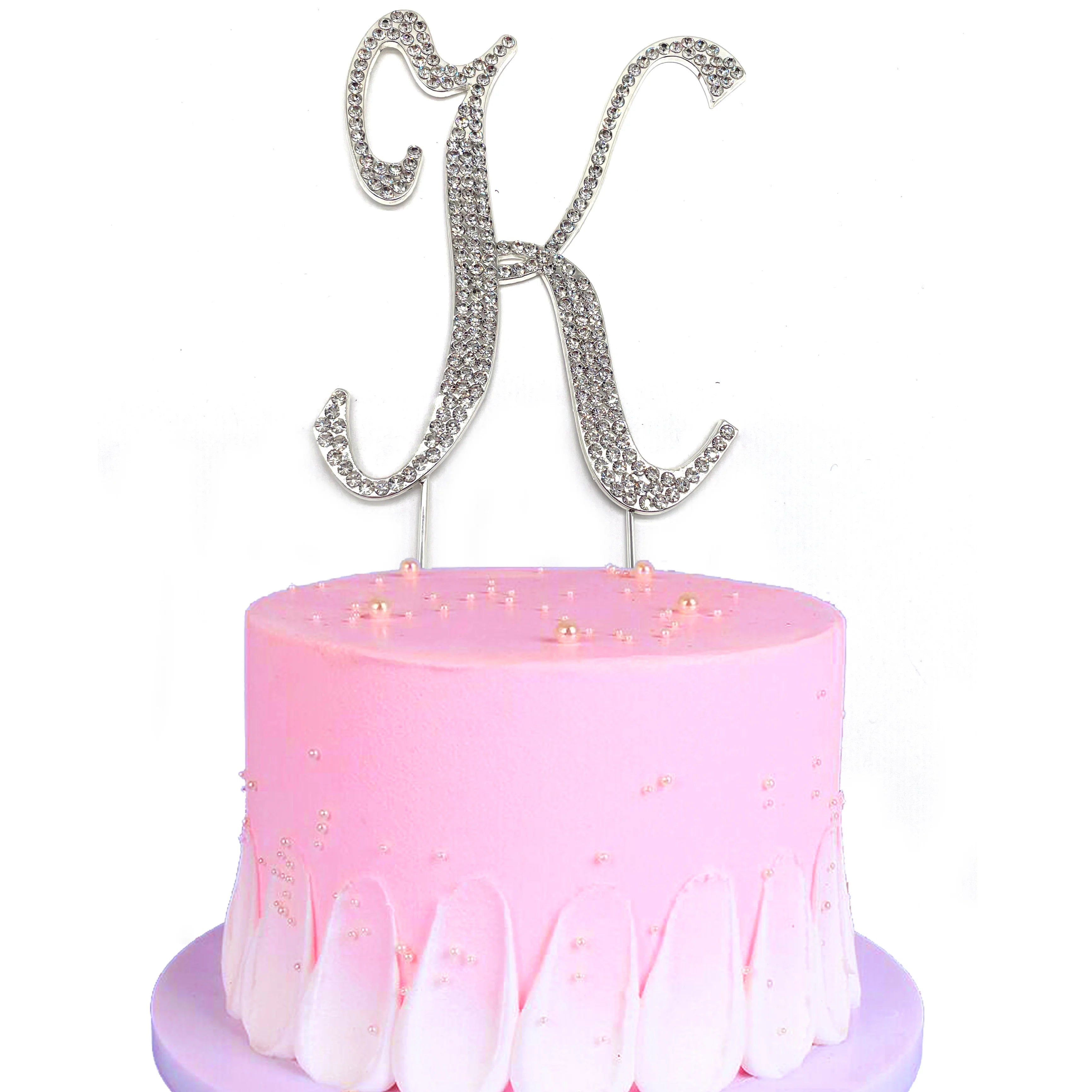 Rhinestone Cake Topper Letter A/B/C/D/E/F/G/H/I/J/K/L/M/N/O/P/Q/R/S/T/U/V/W/X/Y/Z Alphabet Rhinestone Cake Topper