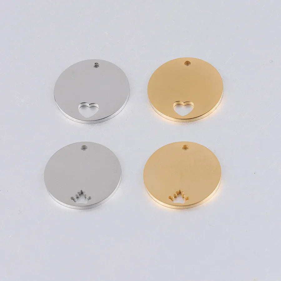 BASQUESUN Spot 20mm Round Hollow Heart-shaped Small Crown DIY Mirror Stainless Steel Customizable Engraved Pendant Accessories
