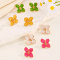 Trendy Women's Gold Plated Alloy Petal Earrings Fashionable Oil Drop Flower Charm Earrings for Parties