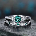 SC Silver Plated Micro Inlaid Colored Diamond Ring Set Shiny Round Gemstone Ring Fashion Women Crystal Zircon Ring