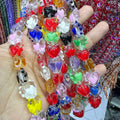 GP0994 Chic Cute Candy Colour Hand-Painted Multi Colored Enamel Glaze Lampwork Glass Puffy Heart Beads for Jewelry Making