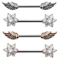 Set of 10Pairs Stainless Steel Nipple & Tongue Rings Body Jewelry Barbell with CZ Heart Shape for Wedding or Gift