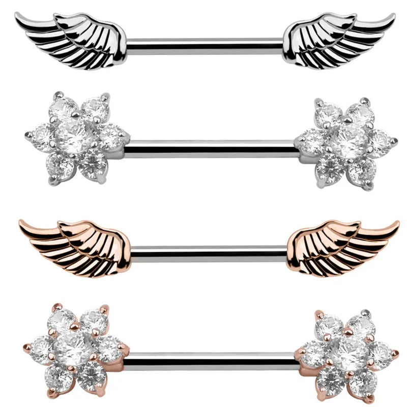 Set of 10Pairs Stainless Steel Nipple & Tongue Rings Body Jewelry Barbell with CZ Heart Shape for Wedding or Gift