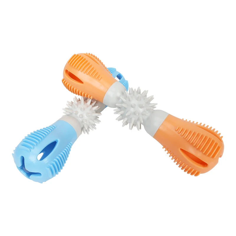 Indestructible Dog Chew Toy Puppies Teeth Cleaning Toy Food Dispensing Interactive Treat Dumbbell Puzzle Toy