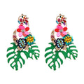 HOVANCI Luxury European Sequin Flower Leaf Pendant Earring Multi Color Beads Rhinestone Crystal Drop Earring Women Jewelry