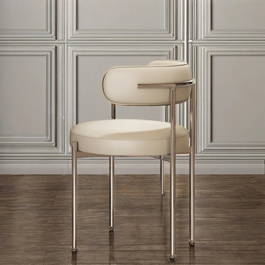 Contemporary Luxury Microfiber Leather Dining Chair with Stainless Steel Leg Minimalist Home Furniture Hotels Home Bars Workshop