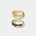 Wholesale Female Bulk Waterproof Eternity Stainless Steel Gold Plated Big Colorful Zircon bar Bead Open Cuff Finger Ring Jewelry