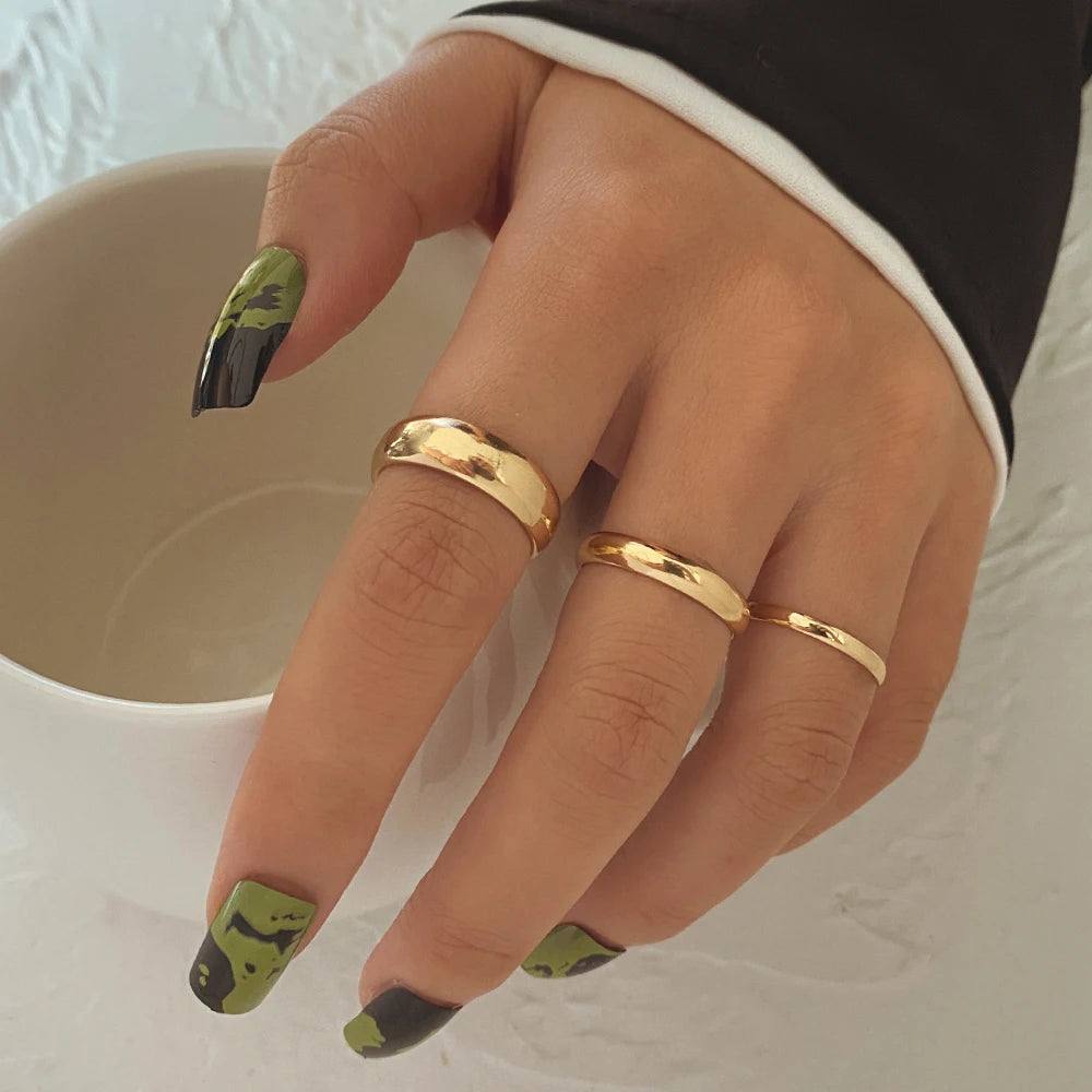 VKME New Wholesale Simple Gold Rings Sets for Women Men  Minimalist Women Metal Smooth Polished Ring Set Jewelry