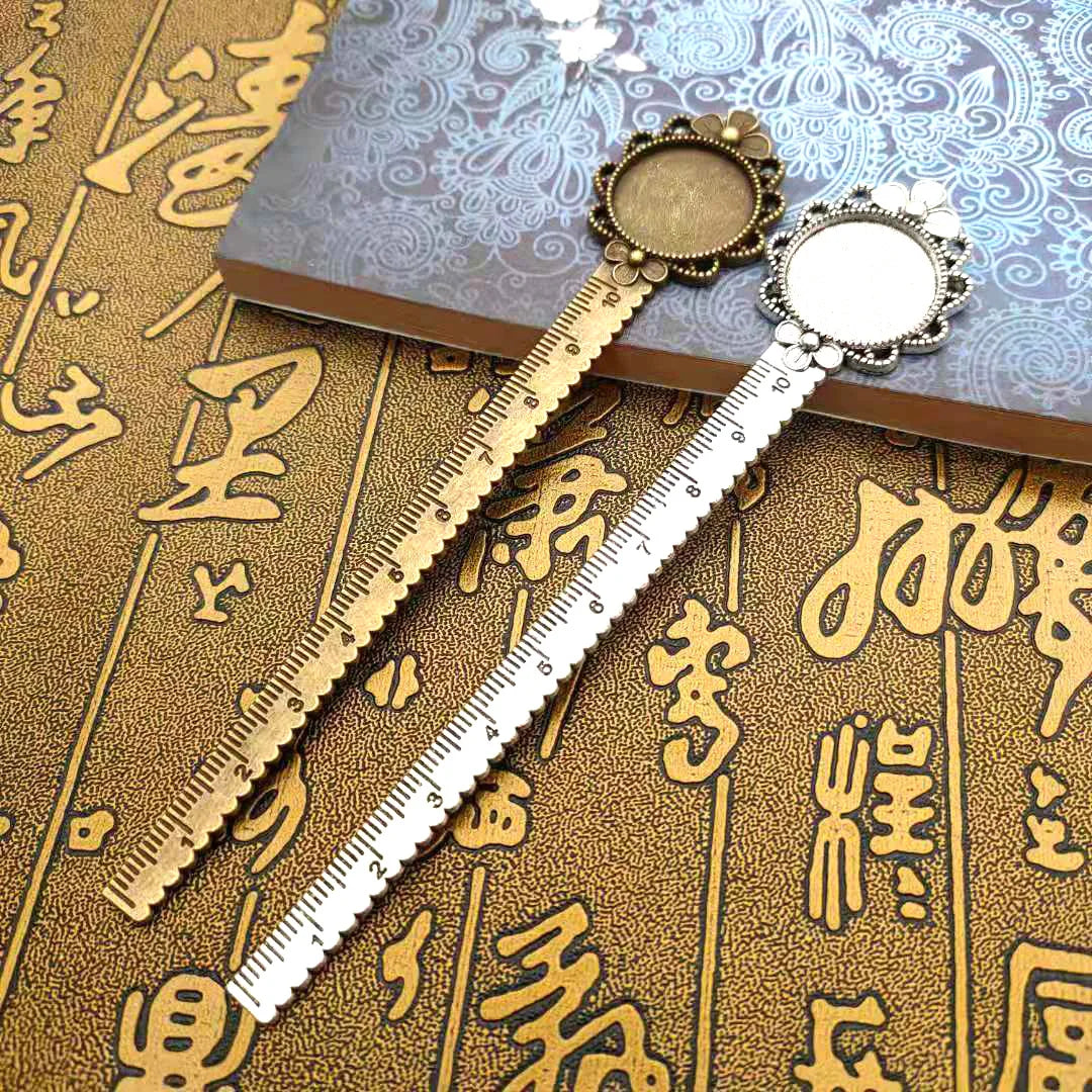 20mm/18x25mm Ruler Bookmark Base Tray Cabochon Base Blanks Settings and Glass Cabochon Cameo DIY Jewelry Making Accessories