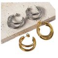 Wholesale Stainless Steel 3 Wire Half Hoop 25mm 30mm Gold Earrings Jewelry for Women Men China Manufacturer Factory Supplier