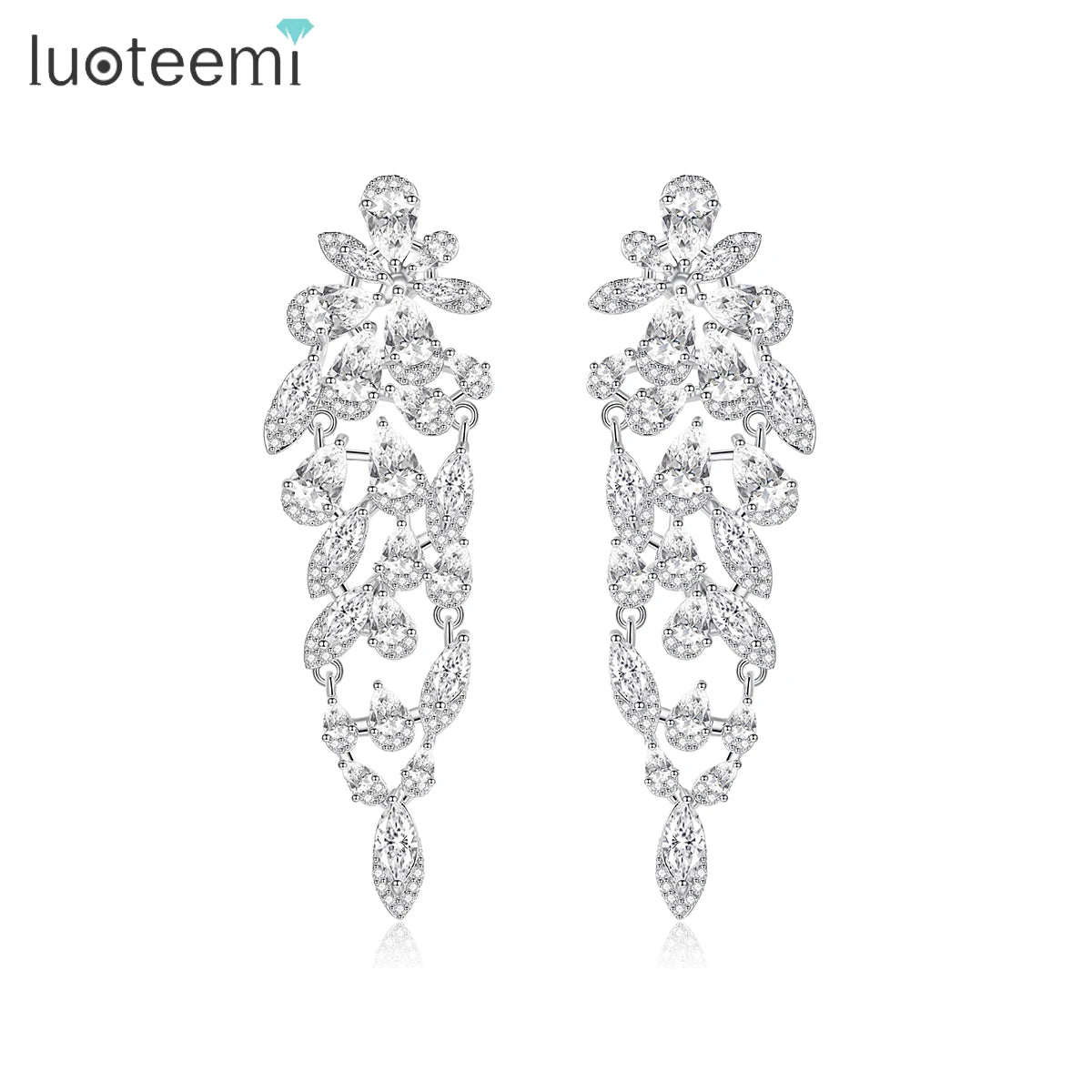 LUOTEEMI Elegant Earring Fashion Wedding Stud Woman Drop Luxury Big Dangle Large Geometric Jewellery Earings