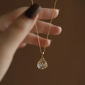 18K Gold Plated Crystal Ball Pendant Necklace Clavicle Chain Stainless Steel Waterproof Jewelry for Women