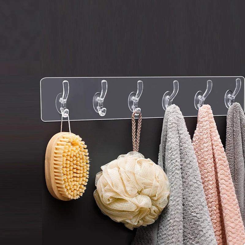 Industrial Wall-Mounted Coat Hook Hanger 8 Hooks Space-Saving Plastic With 5 PP Coat Hooks for Bathroom Double Tiers