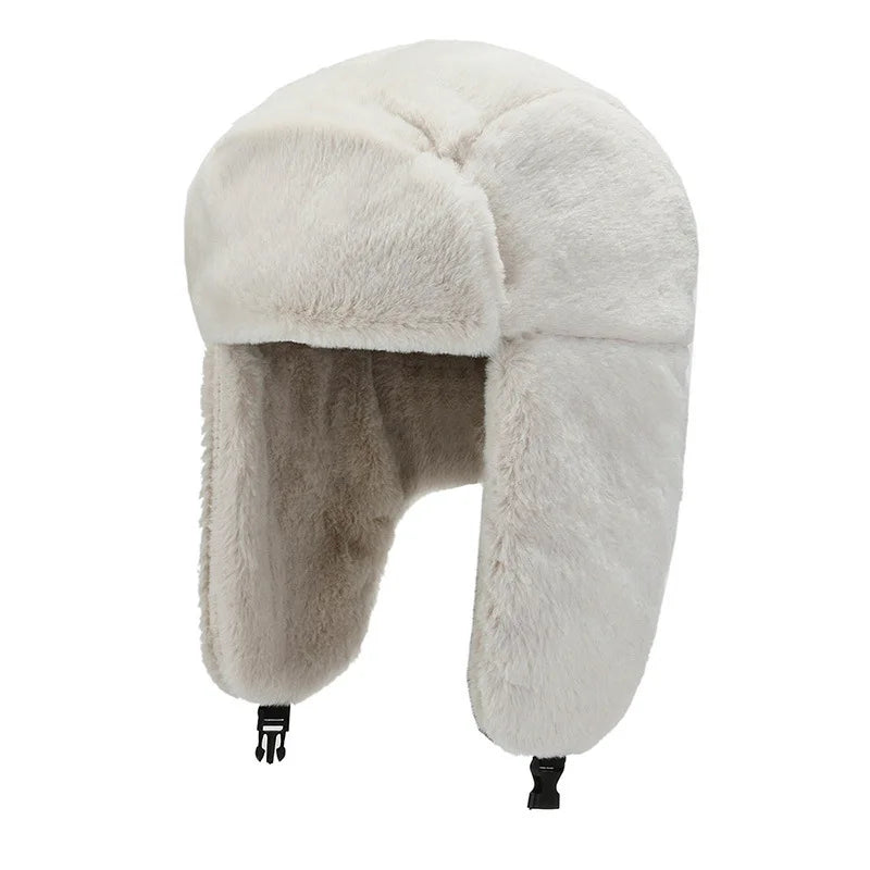 Custom Winter Outdoor Warm Thicken Snow Ski Trapper Hats Russian Campaign Fur Winter Trooper Hat for Women Man