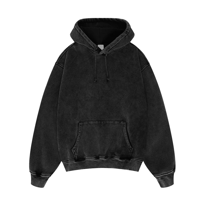 Vintage Wash Solid Eco-Friendly Hoodie 100% Cotton Men's Custom Logo Design Heavyweight Oversized Drop Shoulder Pullover