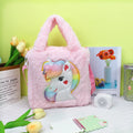 Colorful Cute Unicorn Plush Tote Crossbody Bag Fashionable Kids Shoulder Handbag with Button Closure Perfect Winter Gift