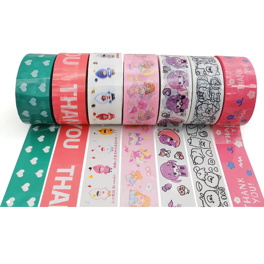 Strong Self Adhesive Plastic Colored Print Packaging Box Bopp Tape Manufacturers Customizable Package Logo Tape Roll