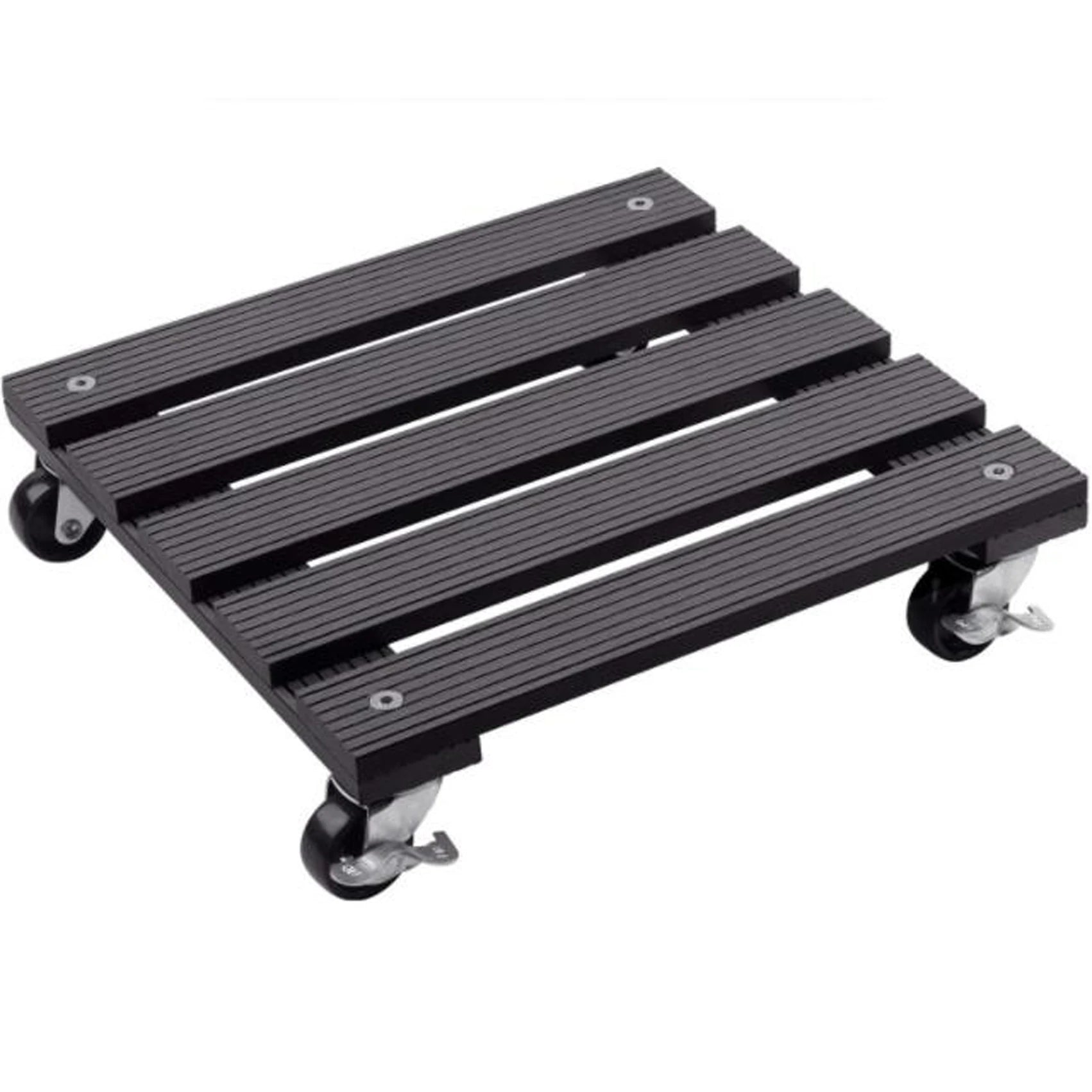 WPC Traditional Outdoor Anti-Slip Flower Stand Composite Flower Pot Holder Custom Rolling Tray Movable Roller Wooden Plant Base