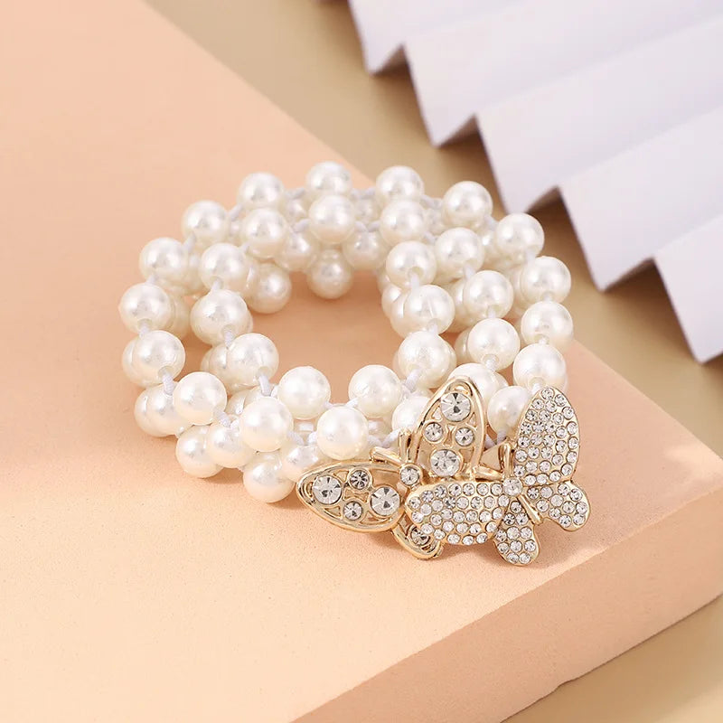 2023 Elastic Pearl Waist Belt Slim Skinny White Waist Chain Belt With Rhinestone Buckle for Dress Pants Women