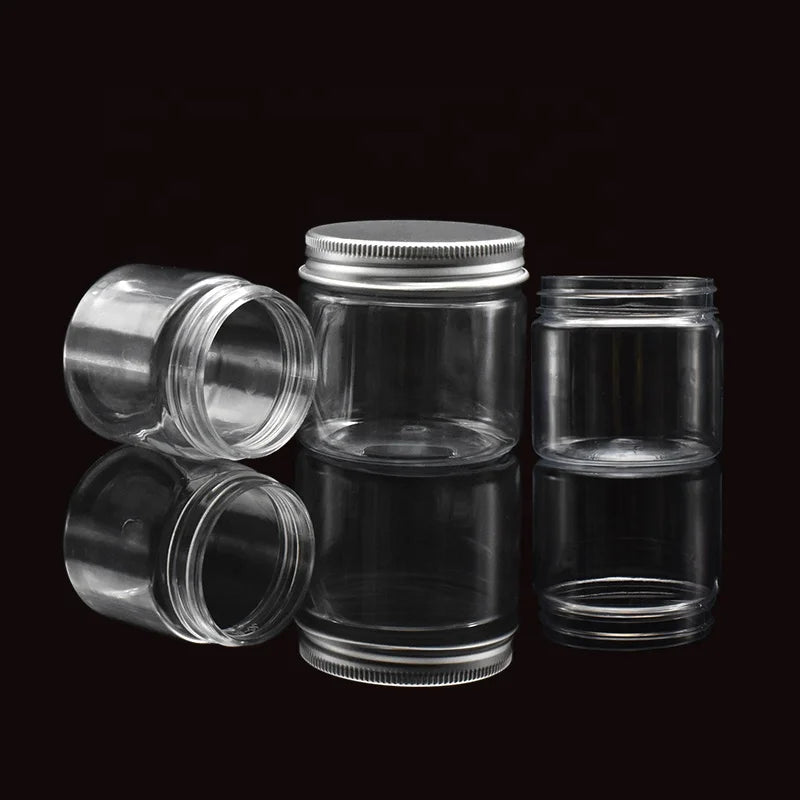 Free Sample 30ml 50ml 100ml 150ml Transparent PET Tea Storage Jar Candy Coffee Bean Matcha Powder Packaging Food Plastic Jar