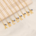 Gold-Filled Necklace Initial with A-Z Pendant Blue Eye Charm Stainless Steel Chain Gold Choker Jewelry for Women