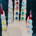 RM1613 Chic 18K Gold Candy Colour CZ Opal Oval Gemstone Solitaire Daisy Ring Eternity Statement Stacking Ring Gift for Her