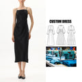 OEM Elegant Ladies Spaghetti Strap Midi Evening Dress Women's Straight Silhouette Ruched Solid ACETATE Backless Summer Dress