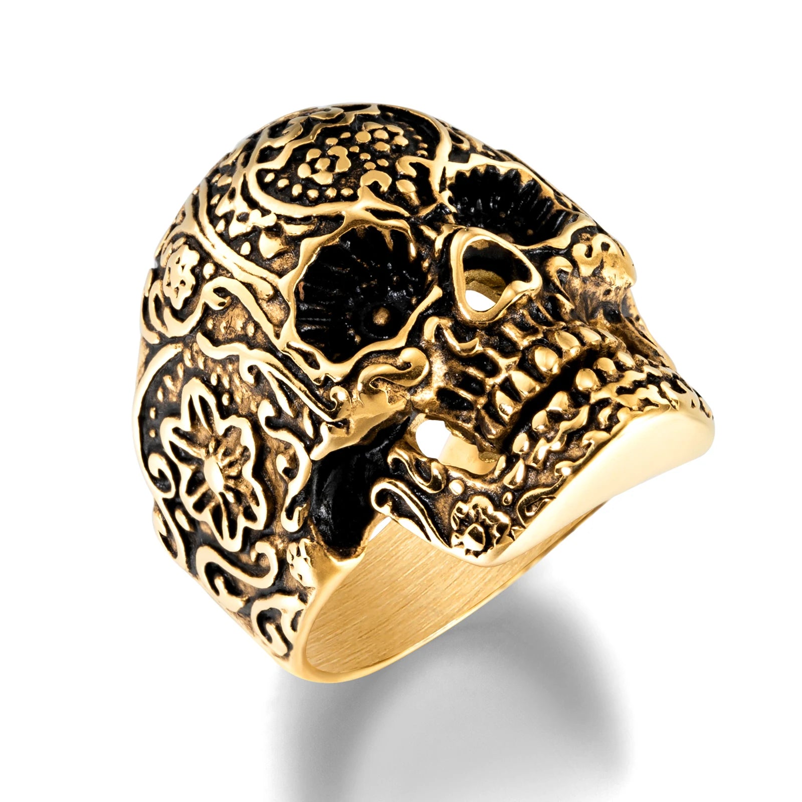 Fashion Man Ring Jewelry Stainless Steel Silver Skull Ring Custom Logo Name Punk Man Ring