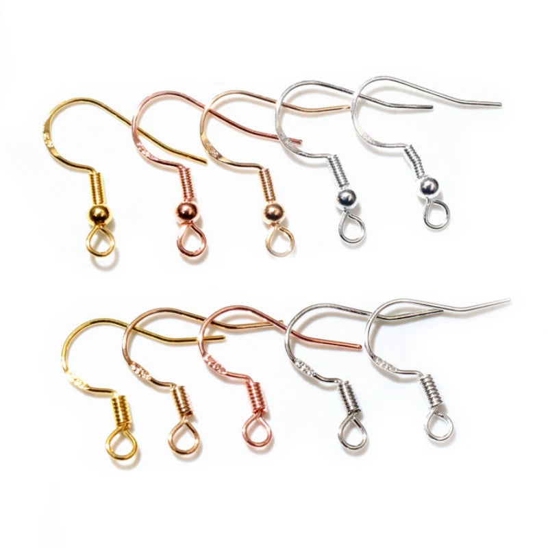 50pcs 2-Styles 925 Sterling Silver Plated Gold Rhodium Earrings Hooks Findings for DIY Earring Jewelry Making Accessories