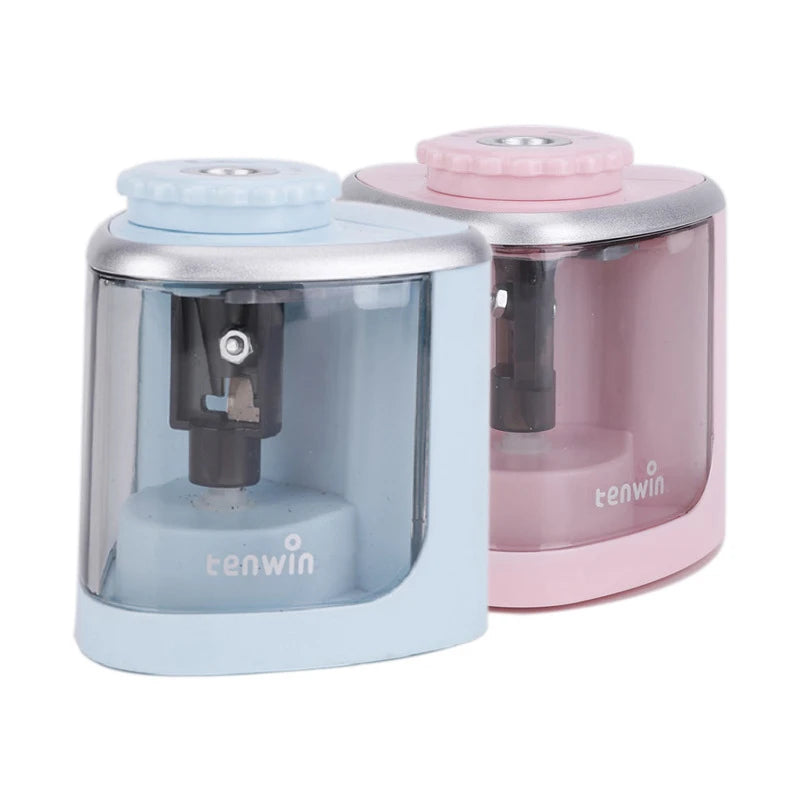Cute Pink Blue Dino Electronic Pencil Sharpener Plastic Student Kid's Battery Wire Gift for Children