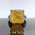 925 Sterling Silver Yellow Cubic Zirconia Square Brilliant Princess Cut CZ Solitaire Engagement Ring for Women