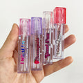 MOQ 50pcs Custom logo Empty square clear 6ml Roll on Lip Gloss Tubes Container with pink Purple Top Lipgloss Roller Tube