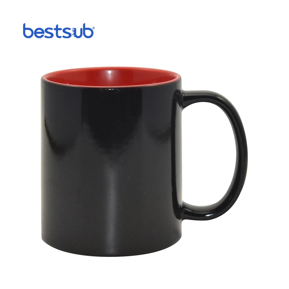 BestSub Wholesale Cheap Personalized Wholesale Inner Red Ceramic Sublimation Magic Coffee Mug