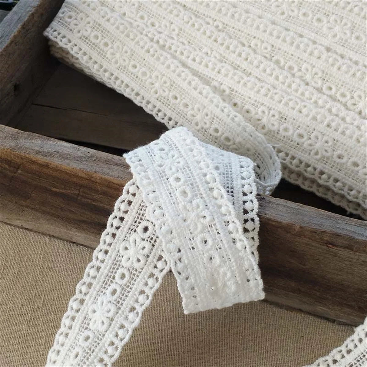 1 Yard Embroidery White Cotton Floral Lace Trim Ribbon Handmade Wedding Fabric Sewing DIY Craft