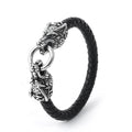 Nordic Design Souvenir Mens Bangle Genuine Leather Wristband Viking Wolf Bracelet Necklace Jewelry Set