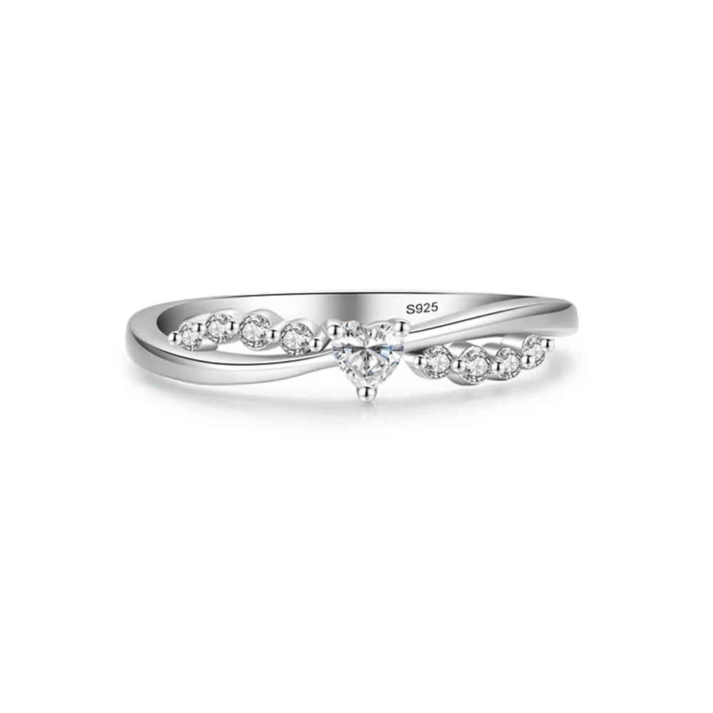 Double Layer Cross Wedding Classic Heart Shape Stone 925 Silver Finger Rings for Women Jewelry Heart Ring 925 Sterling Silver