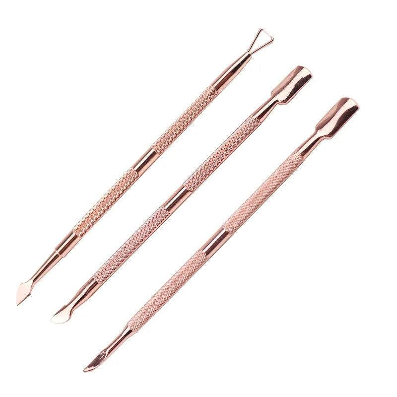 Rose Gold Nail Cuticle Pusher Clipper Scissor Nipper Tweezer Picker Stainless Steel DIY Nail Art Tools Kits