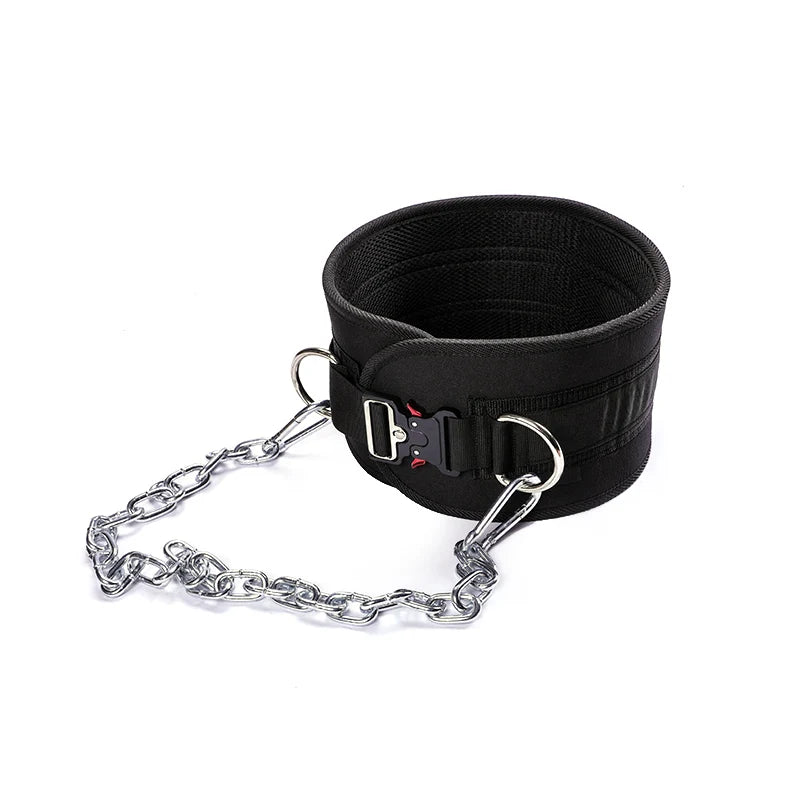 LS0841 Customized Logo Available Workout Fitness Weight Lifting Gym Dip Belt Weighted Steel Buckle