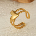 Minimalist Stainless Steel Waterproof 18k Gold Plated Heart Love Open Rings Women's Jewelry Wholesale