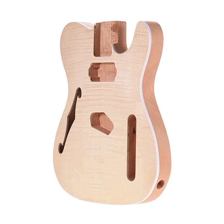 Wholesale TL Electric Guitar Body Unfinished Tiger Flame Top Mahogany Guitar Body with F Hole Style