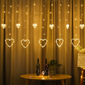 138LED Romantic Heart-shaped Star LED Curtain Window Light String Waterproof for Outdoor Indoor Wedding Home Bedroom Decoration