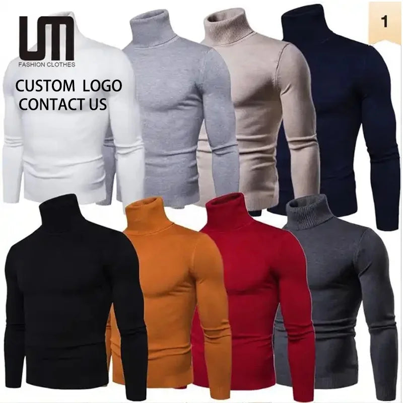 Liu Ming Hot Selling Autumn Winter Men Clothing Warm Turtleneck Slim Fit Pullover Knitwear Sweaters